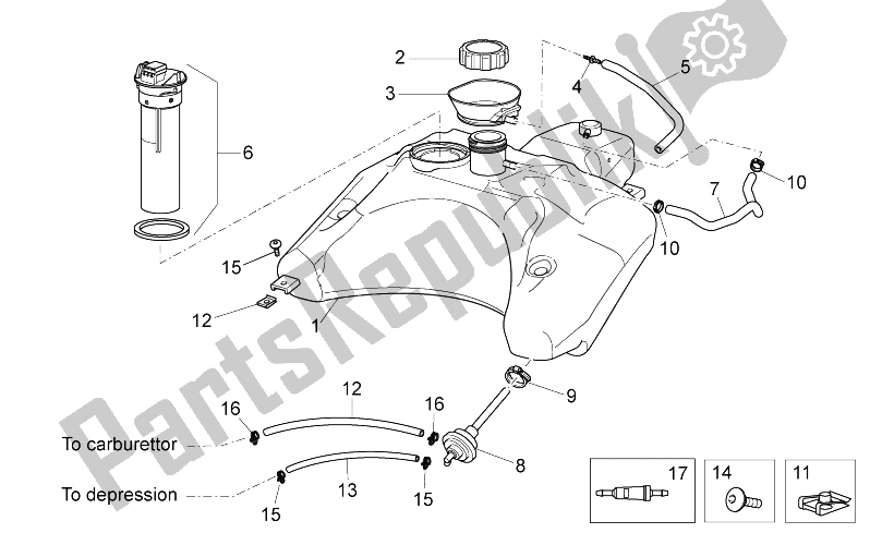 All parts for the Fuel Tank Ii of the Aprilia SR 50 Carb MY 2014