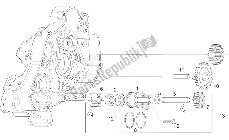 All parts for the Water Pump Assy of the Aprilia RS 125 ENG 122 CC 1996