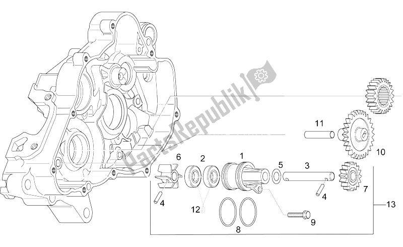 Alle onderdelen voor de Waterpomp Assy van de Aprilia RS 125 ENG 122 CC 1996