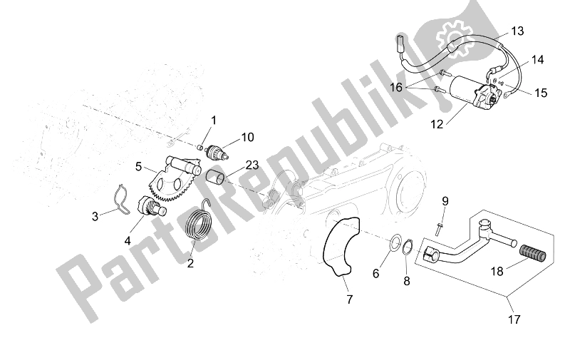 Todas as partes de Motor De Arranque / Engrenagem De Arranque do Aprilia Scarabeo 50 4T 2V E2 2006