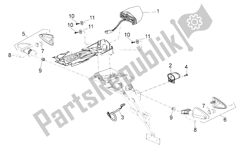 All parts for the Rear Lights of the Aprilia RXV 450 550 2009