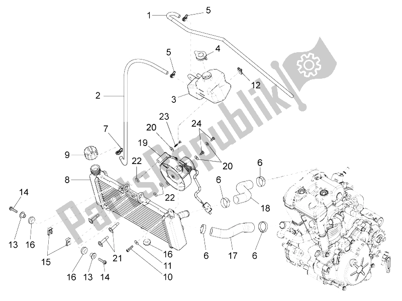 All parts for the Cooling System of the Aprilia RS4 125 4T 2014