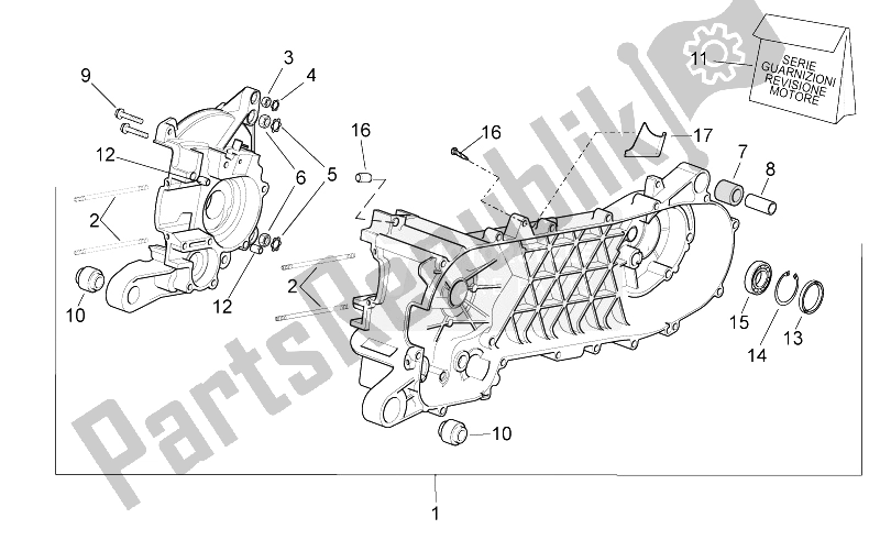 Tutte le parti per il Manovella Caso del Aprilia Scarabeo 50 2T E2 ENG Piaggio 2010