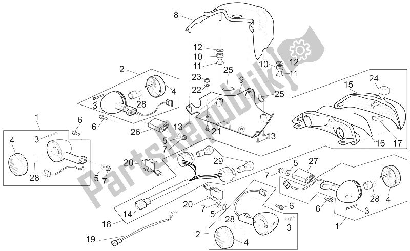 Todas as partes de Luz Traseira - Luzes De Direção do Aprilia SL 1000 Falco 2000