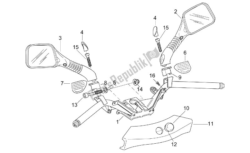 Tutte le parti per il Manubrio del Aprilia Leonardo 125 150 1996