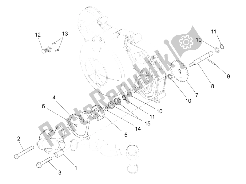 Alle onderdelen voor de Waterpomp van de Aprilia RS4 50 2T 2014