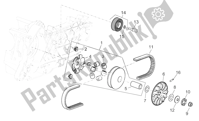 Wszystkie części do Monta? Wariatora Aprilia Scarabeo 300 Light E3 2009