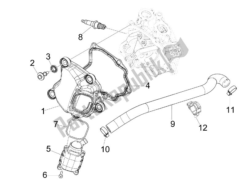 Alle onderdelen voor de Kleppendeksel van de Aprilia SR MAX 125 2011