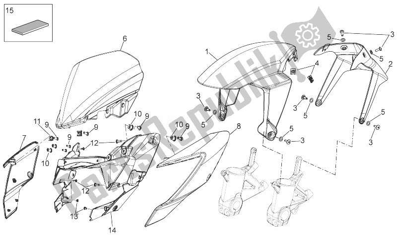 Tutte le parti per il Corpo Anteriore - Parafango Anteriore del Aprilia Shiver 750 EU 2014