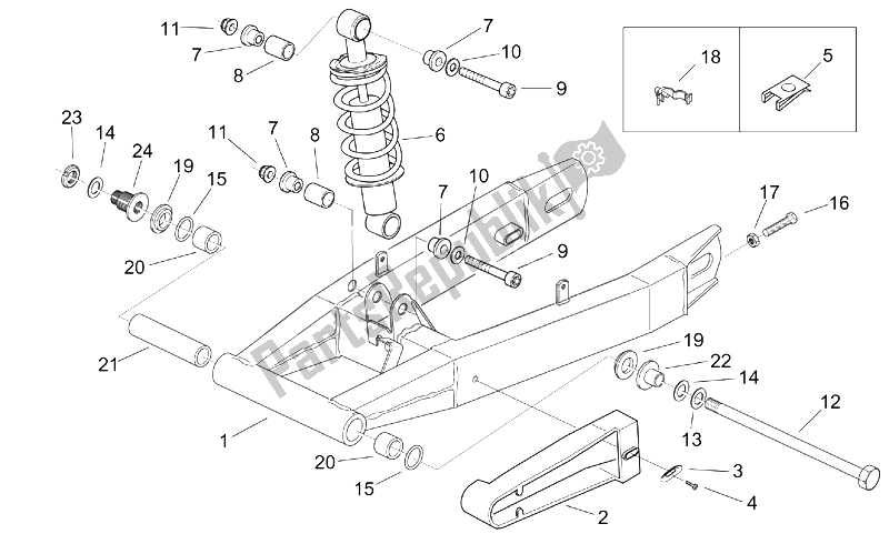 Tutte le parti per il Forcellone - Ammortizzatore del Aprilia RS 50 Tuono 2003