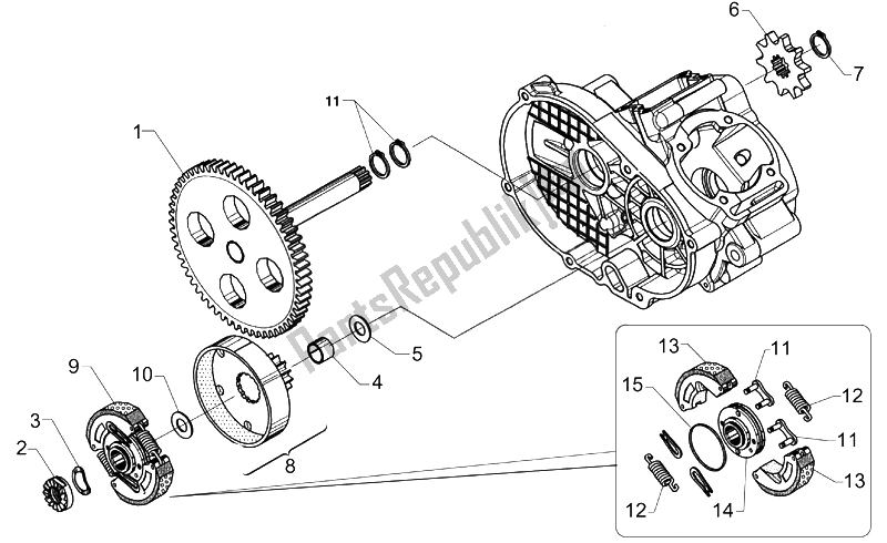 Todas as partes de Embreagem De Transmissão do Aprilia Mini RX Entry 50 2003