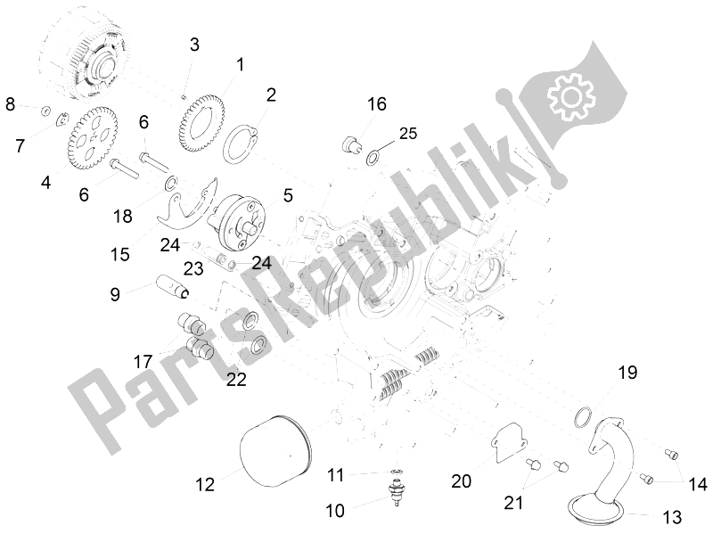 All parts for the Oil Pump of the Aprilia Caponord 1200 Carabinieri 2015