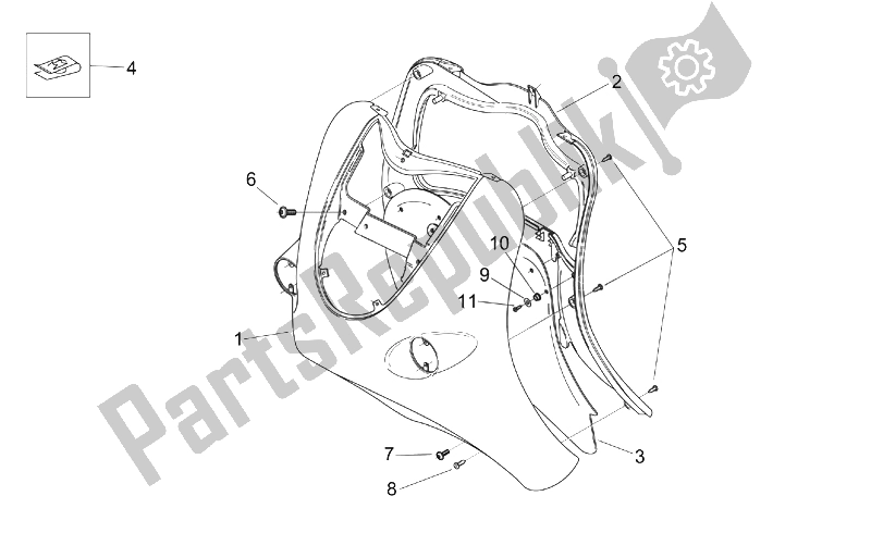 Alle onderdelen voor de Front Body - Schild van de Aprilia Mojito 125 150 2003