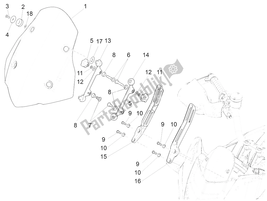 Tutte le parti per il Parabrezza del Aprilia Caponord 1200 EU 2013