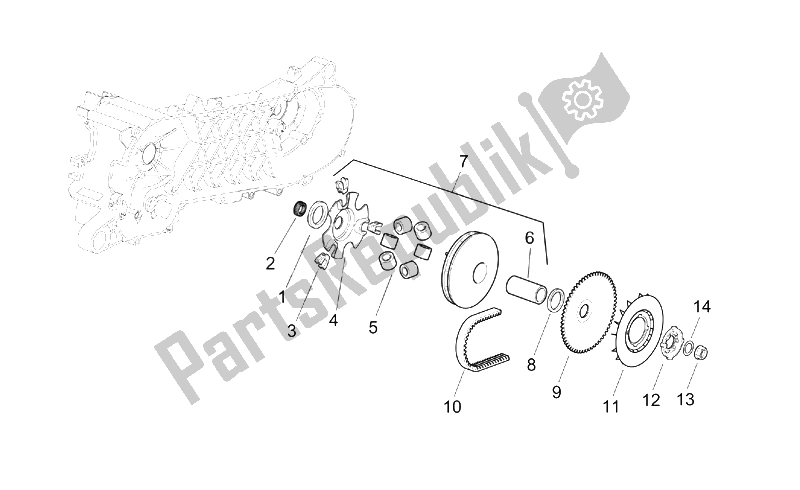 Todas as partes de Variador do Aprilia SR 50 H2O IE Carb 2003