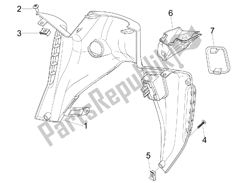 All parts for the Front Glove-box - Knee-guard Panel of the Aprilia SR MAX 125 2011
