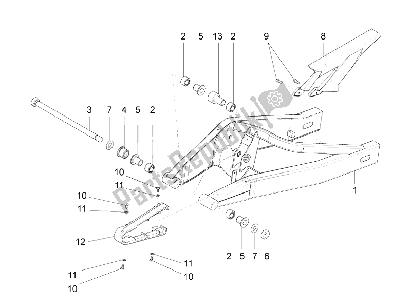 All parts for the Swing Arm of the Aprilia RS4 125 4T 2014