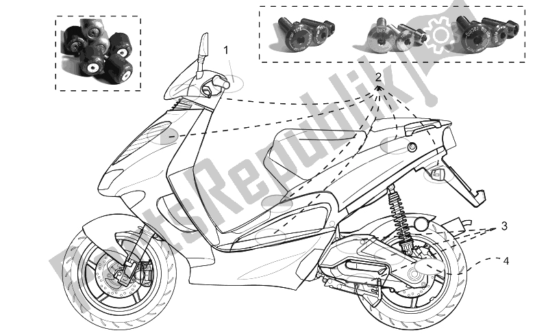 All parts for the Acc. - Cyclistic Components of the Aprilia SR 50 H2O 1997