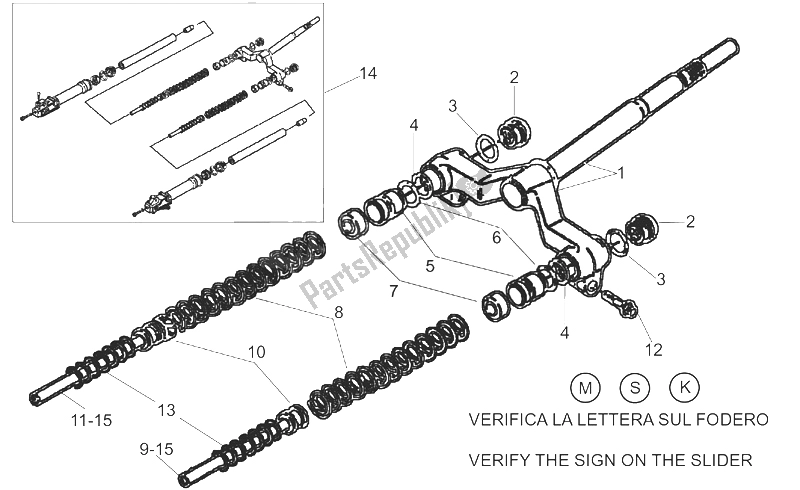 All parts for the Front Fork I of the Aprilia SR 50 H2O Ditech Carb 2000