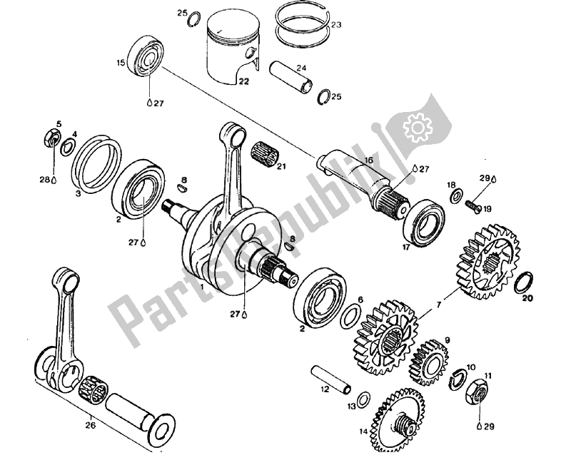 All parts for the Drive Shaft of the Aprilia Pegaso 125 1991