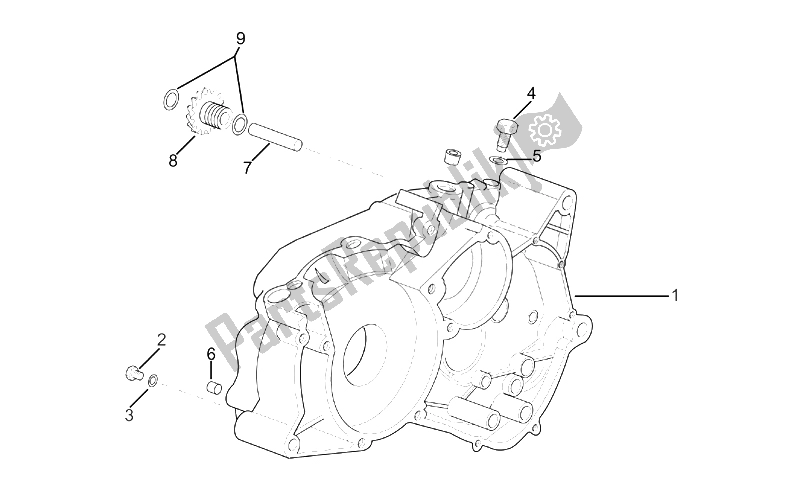 All parts for the Right Crankcase of the Aprilia RX 50 Racing 2003