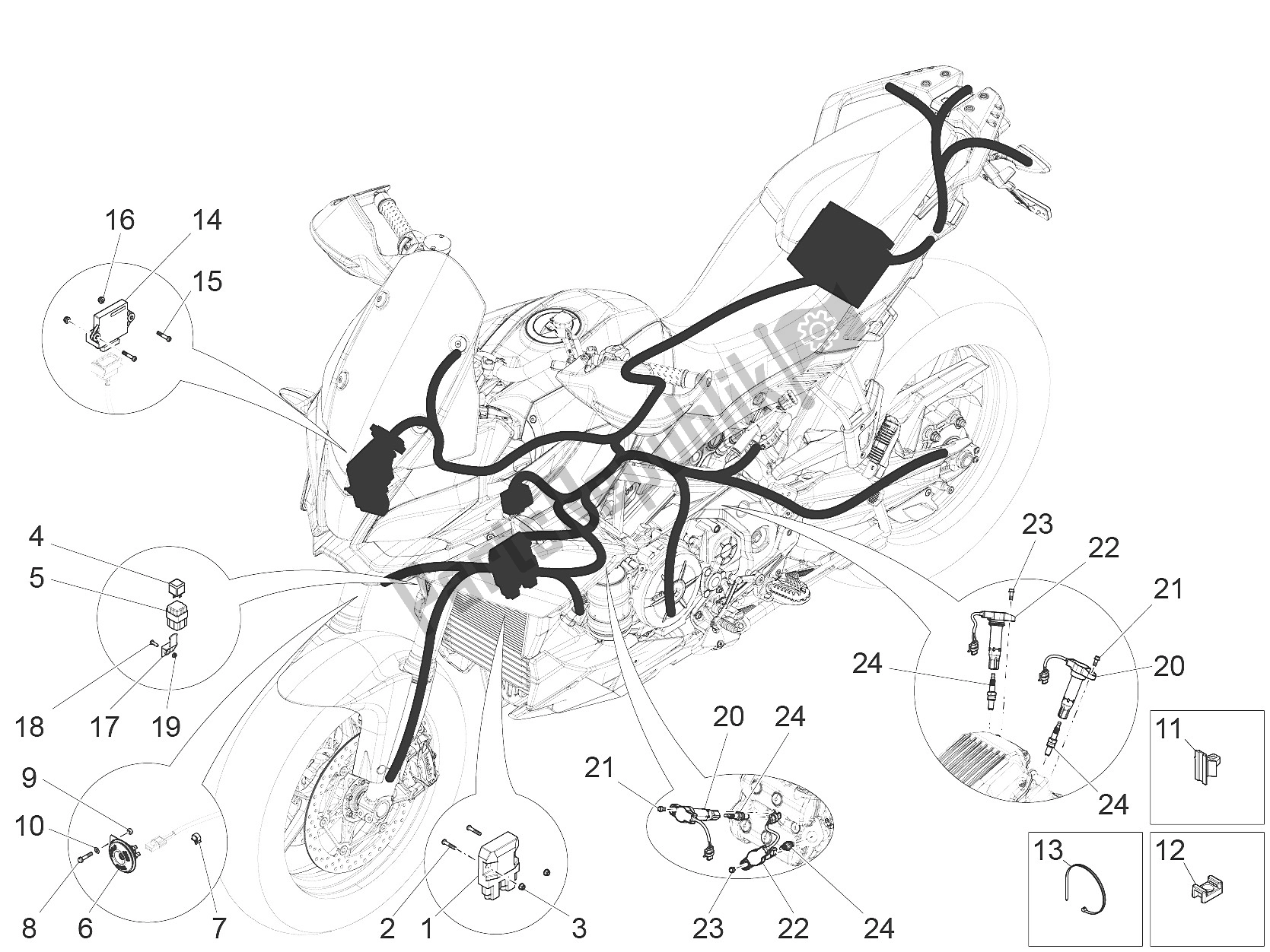 Toutes les pièces pour le Système électrique Avant du Aprilia Caponord 1200 USA 2015