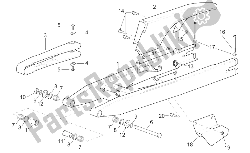 All parts for the Swing Arm of the Aprilia ETX 125 1998
