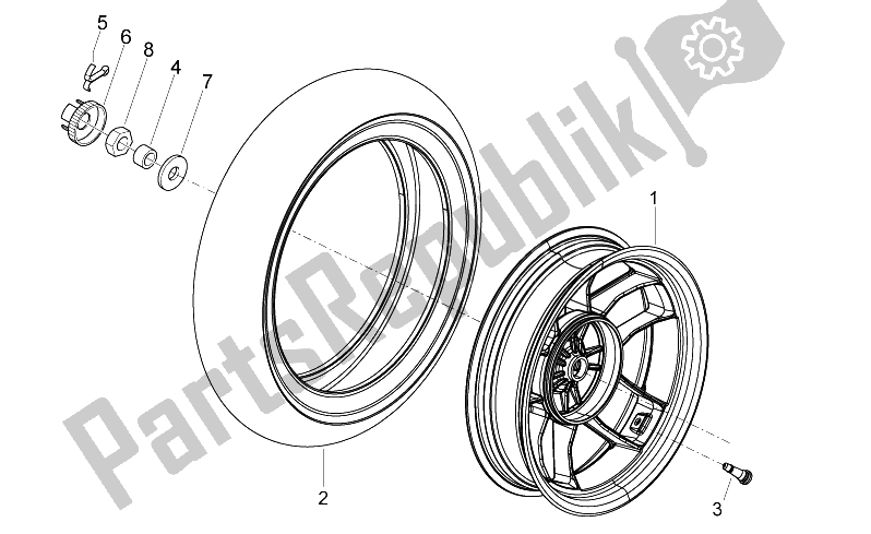 All parts for the Rear Wheel of the Aprilia SR Motard 50 2T E3 2012