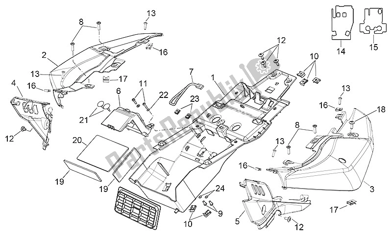 All parts for the Rear Body I of the Aprilia Shiver 750 EU 2010