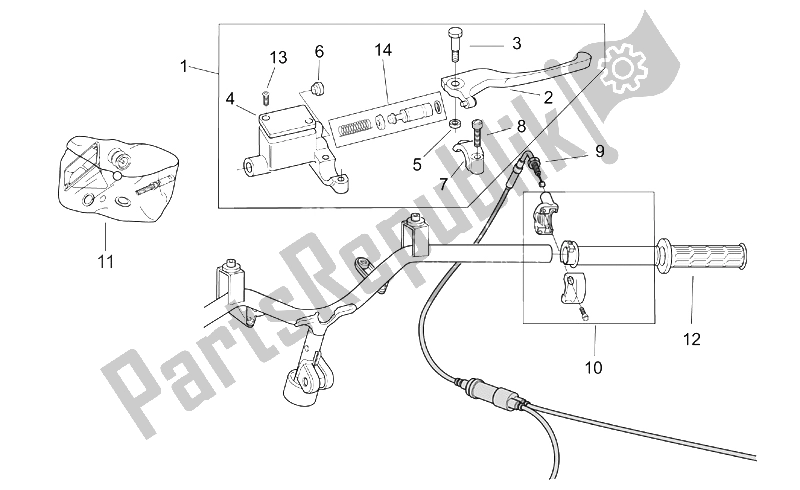 Todas las partes para Controles Rh de Aprilia SR 50 H2O IE Carb 2003