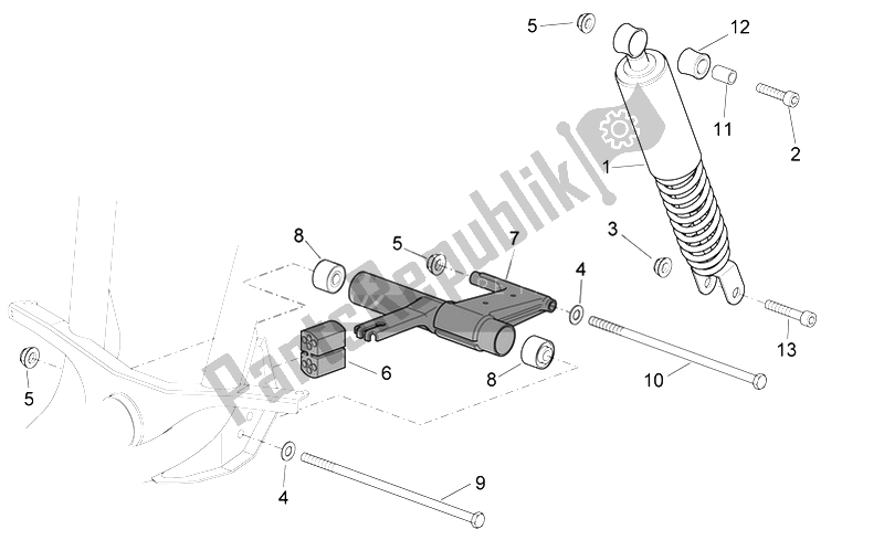 All parts for the R. Shock Absorber-connect. Rod of the Aprilia Scarabeo 100 4T E3 2006