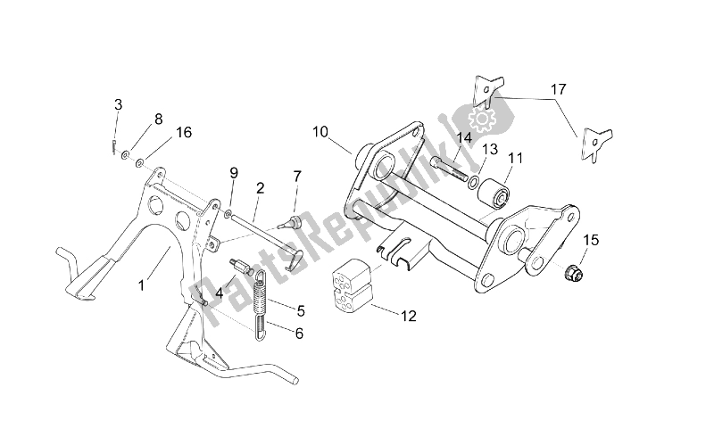 All parts for the Central Stand - Connecting Rod of the Aprilia SR 50 H2O NEW DI Tech 2004