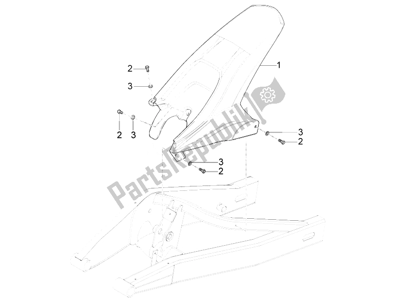 All parts for the Rear Mudguard of the Aprilia RS4 50 2T 2014