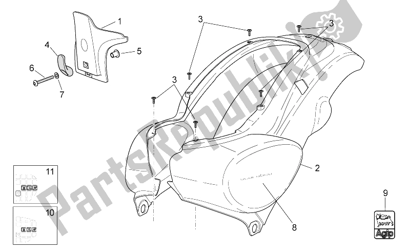 Todas las partes para Cuerpo Trasero I de Aprilia Scarabeo 50 4T 4V NET 2009