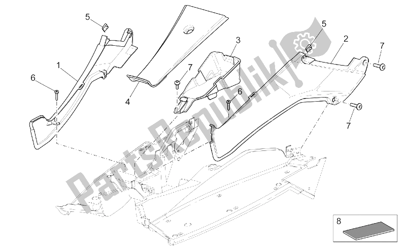 Tutte le parti per il Corpo Centrale I del Aprilia SR 50 H2O NEW DI Tech 2004