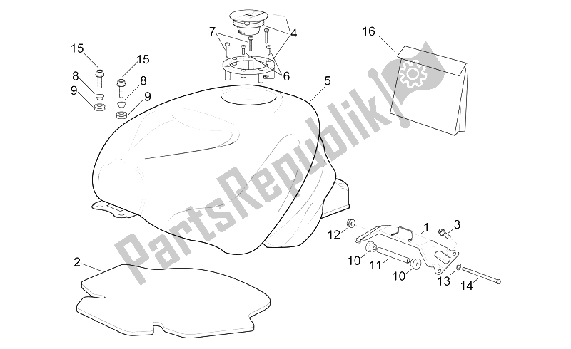 All parts for the Fuel Tank of the Aprilia RSV Mille SP 1000 1999