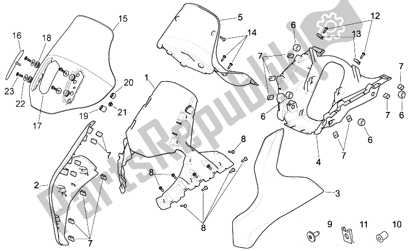 All parts for the Front Body I of the Aprilia Pegaso Strada Trail 650 IE 2005