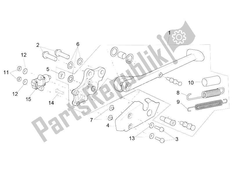 All parts for the Central Stand of the Aprilia RSV4 RR Europe 1000 2016