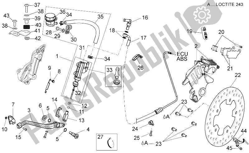 Alle Teile für das Hinterradbremssystem Ii des Aprilia Dorsoduro 750 Factory ABS 2010