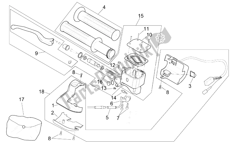 Alle Teile für das Rh Steuert des Aprilia Scarabeo 125 250 E2 ENG Piaggio 2004