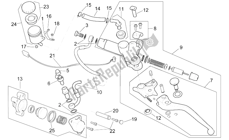 All parts for the Clutch Pump of the Aprilia RSV Mille SP 1000 1999
