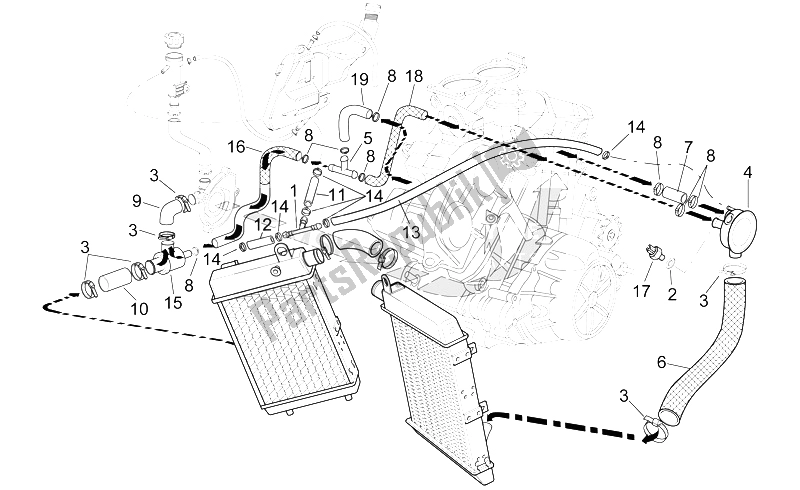 All parts for the Cooling System of the Aprilia RSV Mille SP 1000 1999