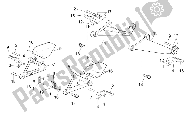 All parts for the Foot Rests of the Aprilia RSV Mille 1000 2003