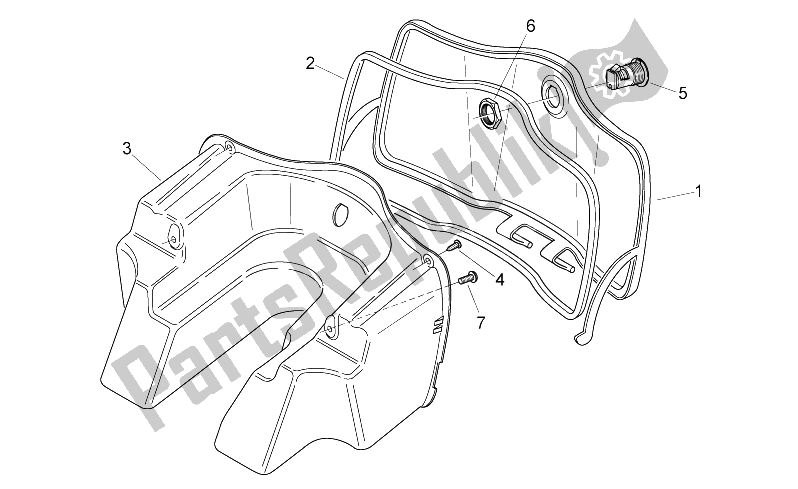 Tutte le parti per il Corpo Centrale I del Aprilia Mojito Custom 50 2T ENG Piaggio 2004