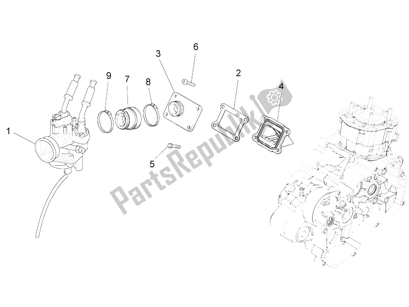 All parts for the Carburettor of the Aprilia RS4 50 2T 2014