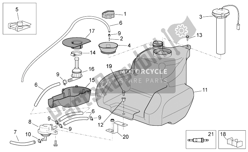 Alle onderdelen voor de Brandstoftank Ii van de Aprilia Scarabeo 100 4T E3 2014