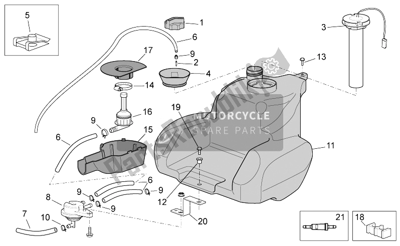 All parts for the Fuel Tank Ii of the Aprilia Scarabeo 100 4T E3 2014