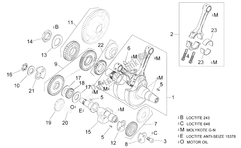 All parts for the Crankshaft I of the Aprilia RSV Mille 1000 1998