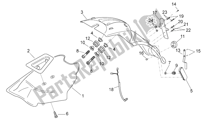 All parts for the Rear Body Iii - Mudguard of the Aprilia Scarabeo 50 2T E2 ENG Piaggio 2007