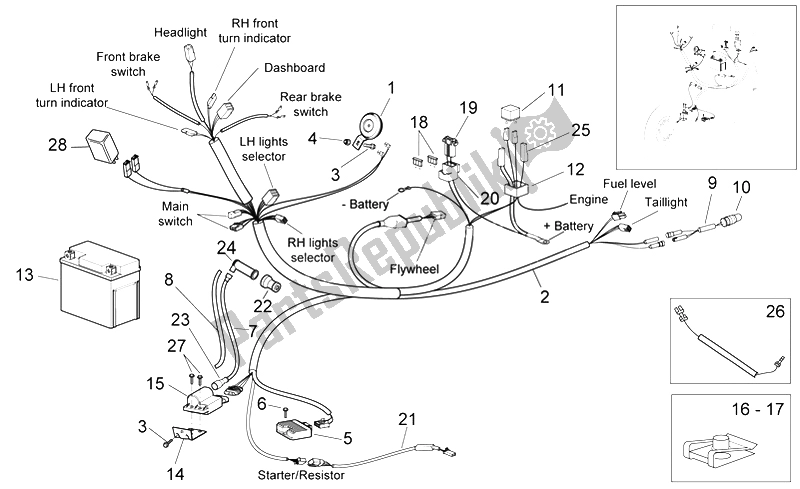 All parts for the Electrical System of the Aprilia Scarabeo 100 4T E3 2006